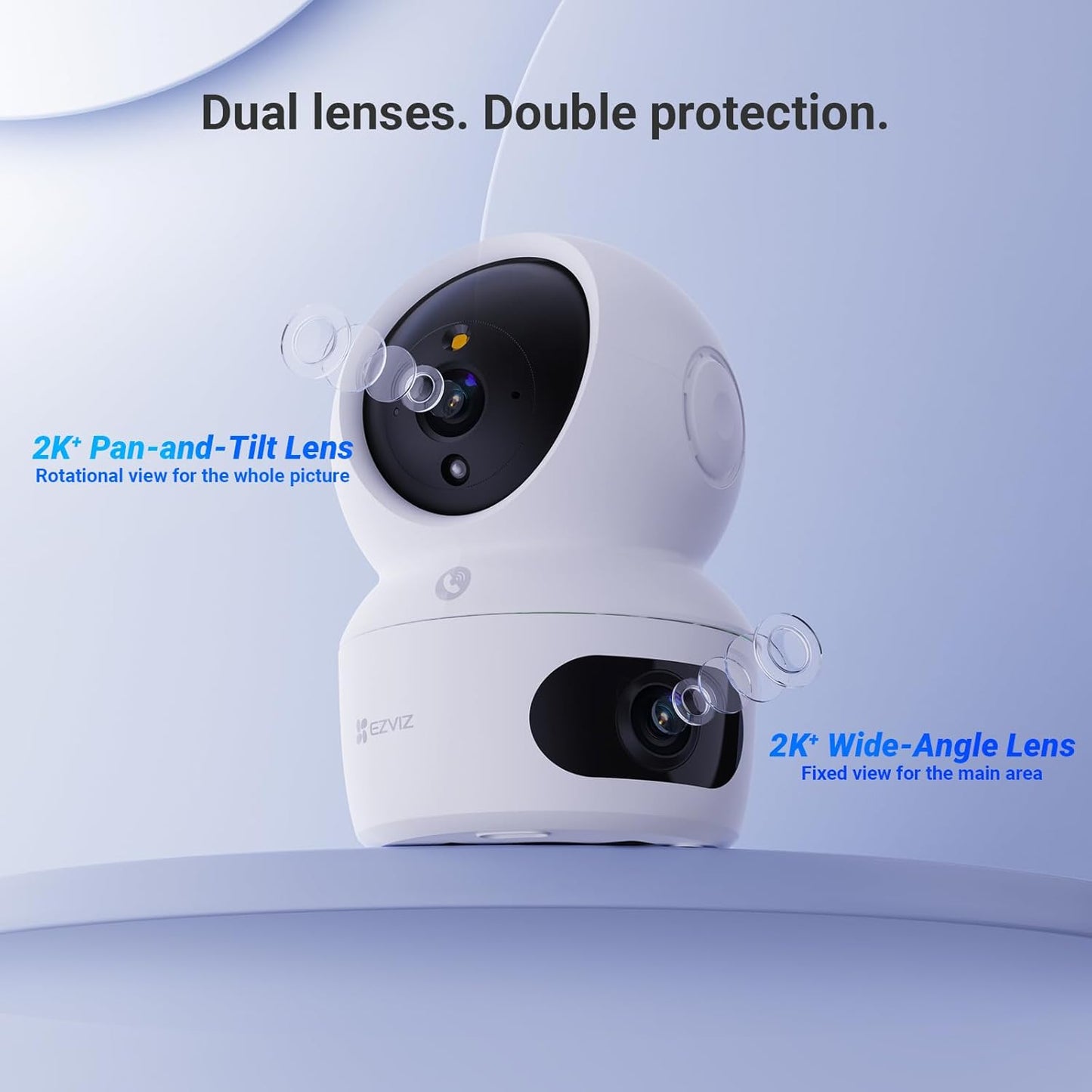 EZVIZ by Hikvision|H7C Dual-Lens Pan & Tilt Wi-Fi Camera|Dual 2k Lenses Resolution|Two Way Calling|360 Panoramic View|Color Night Vision|Privacy Mode|MicroSD Card Support Upto 512GB|White