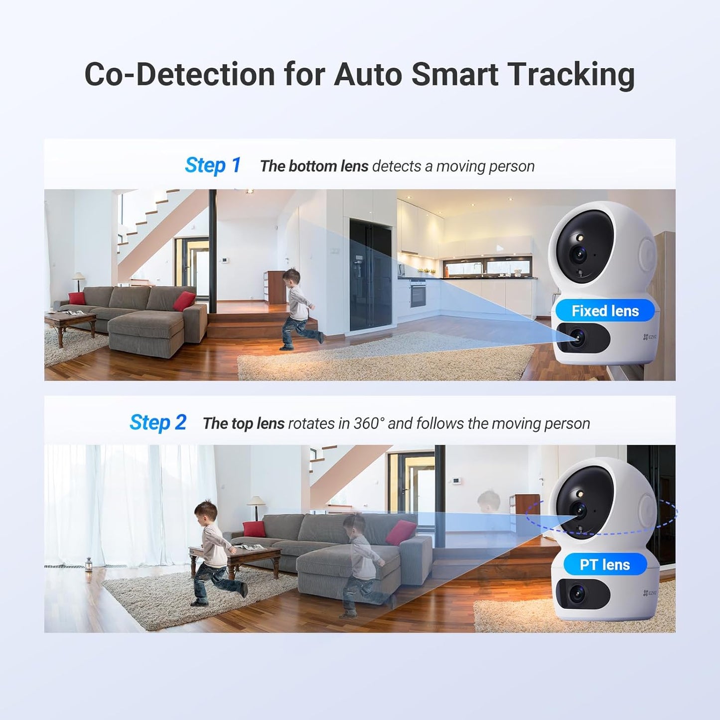 EZVIZ by Hikvision|H7C Dual-Lens Pan & Tilt Wi-Fi Camera|Dual 2k Lenses Resolution|Two Way Calling|360 Panoramic View|Color Night Vision|Privacy Mode|MicroSD Card Support Upto 512GB|White