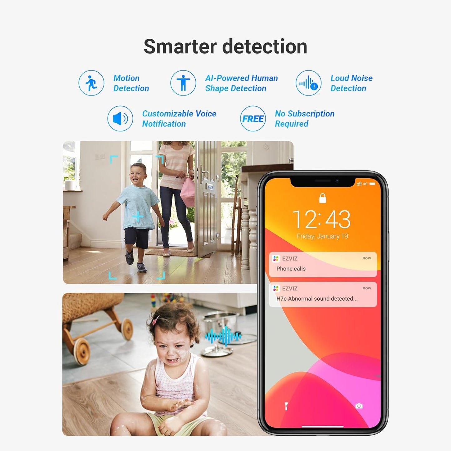 EZVIZ by Hikvision|H7C Dual-Lens Pan & Tilt Wi-Fi Camera|Dual 2k Lenses Resolution|Two Way Calling|360 Panoramic View|Color Night Vision|Privacy Mode|MicroSD Card Support Upto 512GB|White