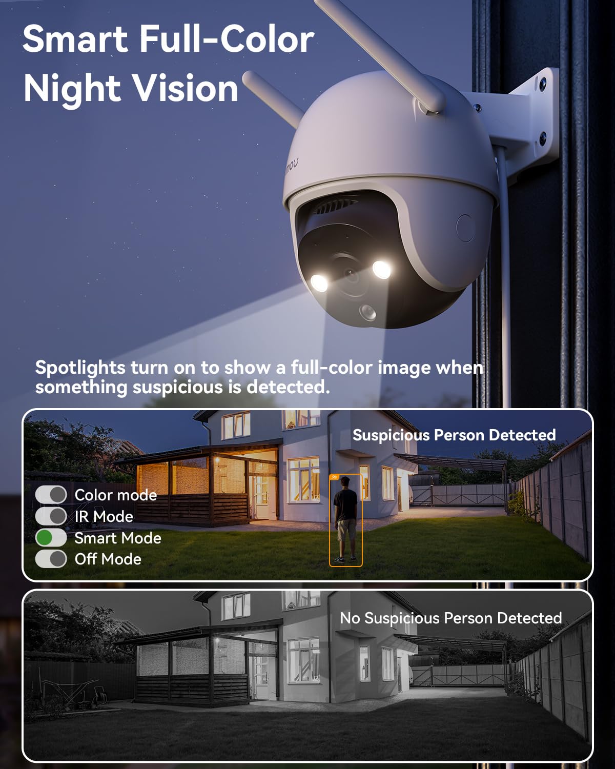 Imou 3MP CCTV Camera for Home Outdoor, 360° Security WiFi Camera, Full Color Night Vision 30M, Human Detection, 2-Way Talk, Siren Alarm, Compatible with Alexa, Supports 512GB SD Card, IP66, DK7