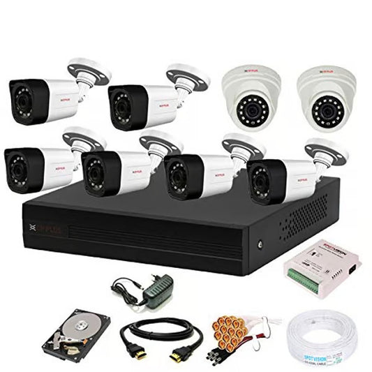 CP PLUS 8 Channel HD DVR 1080p 1Pcs,Outdoor Camera 2.4 MP 6Pcs,Indoor Camera 2.4 MP 2Pcs,Hard Disk, Full Combo Set