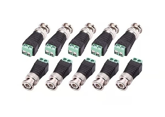an10 Pack BNC Balun Connector Camera Terminal Male Adapter CCTV Surveillce Video Cameras Coaxial/Cat5/Cat6(BNC Balun Connector)