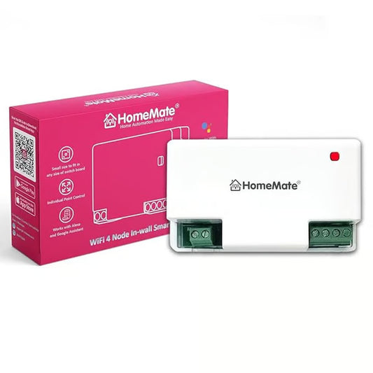 HomeMate Wi-Fi 4 Node Smart Switch | No Hub Required | Retro Fit with Manual Control | Home Automation | Works with Amazon Alexa, Google Assistant & Siri